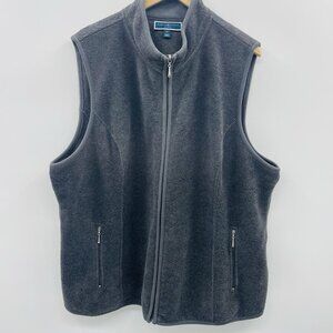Karen Scott Sport Womens Plus Size 3X Zip Front Zeroproof Fleece Vest in Gray